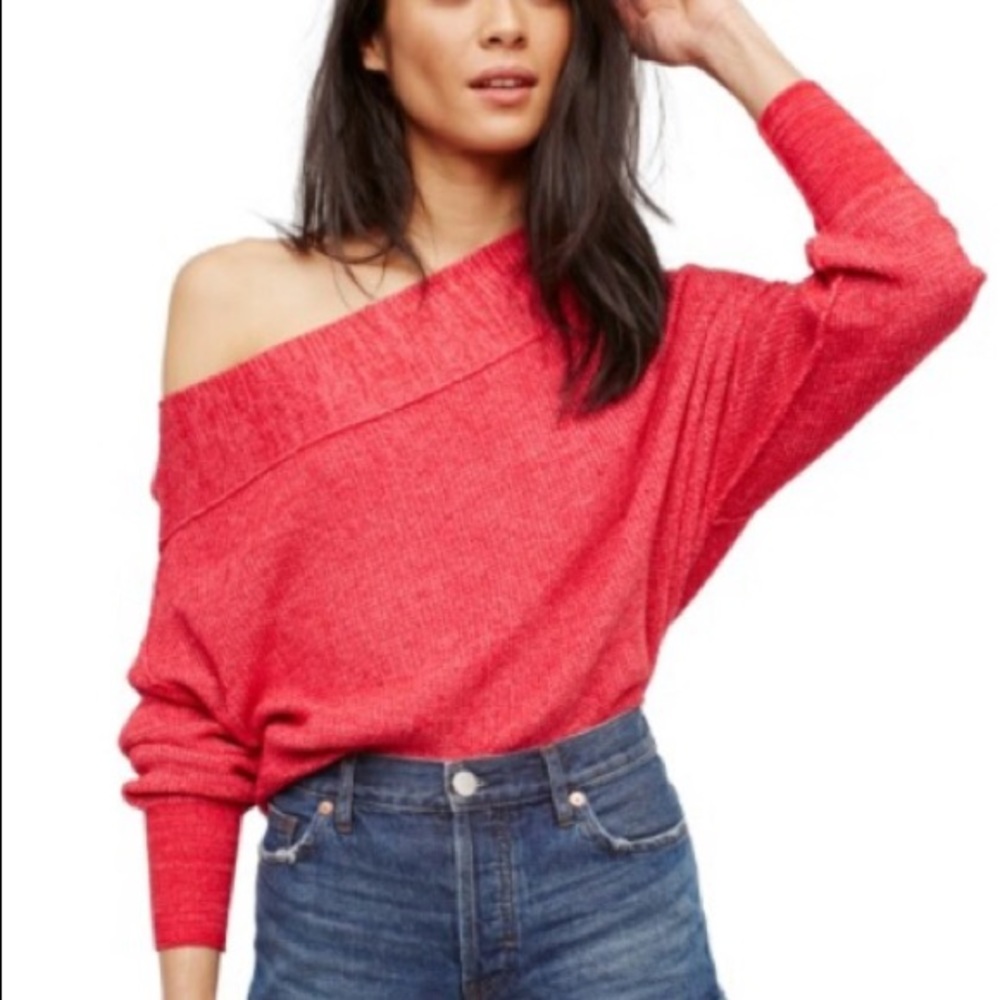 Free People Alana Pullover Sweater - Light Red